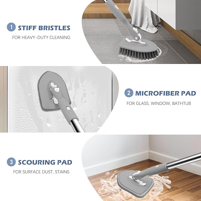 SetSail Floor Scrub Brush, 3-In-1 Tile Tub Floor Scrubber - Image 6