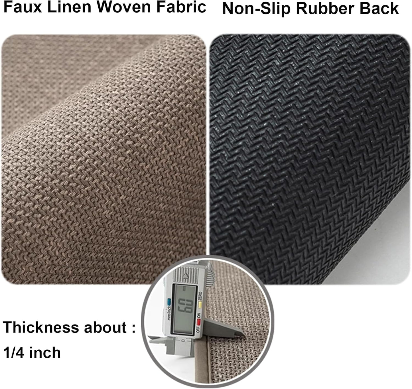 Non-Slip Curved Bath Mat, Semi Circle Bathroom Rug, Quick Drying Absorbent Corner Shower Mat, Sturdy Faux Linen Woven Bath Mat for Curved Shower,Black,Curved 1'6"×3'3"