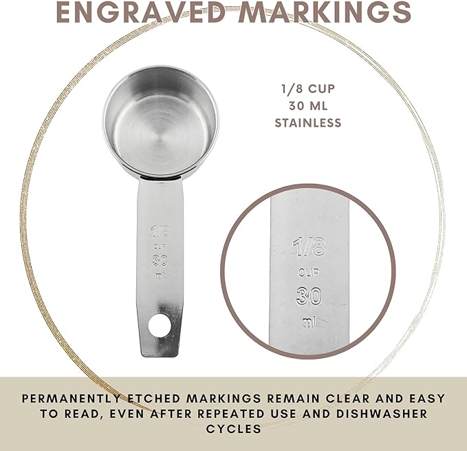 1/8 Cup Stainless Steel Measuring Cup | Sturdy Metal 30 ml | 30 cc | 1 oz | - Image 6