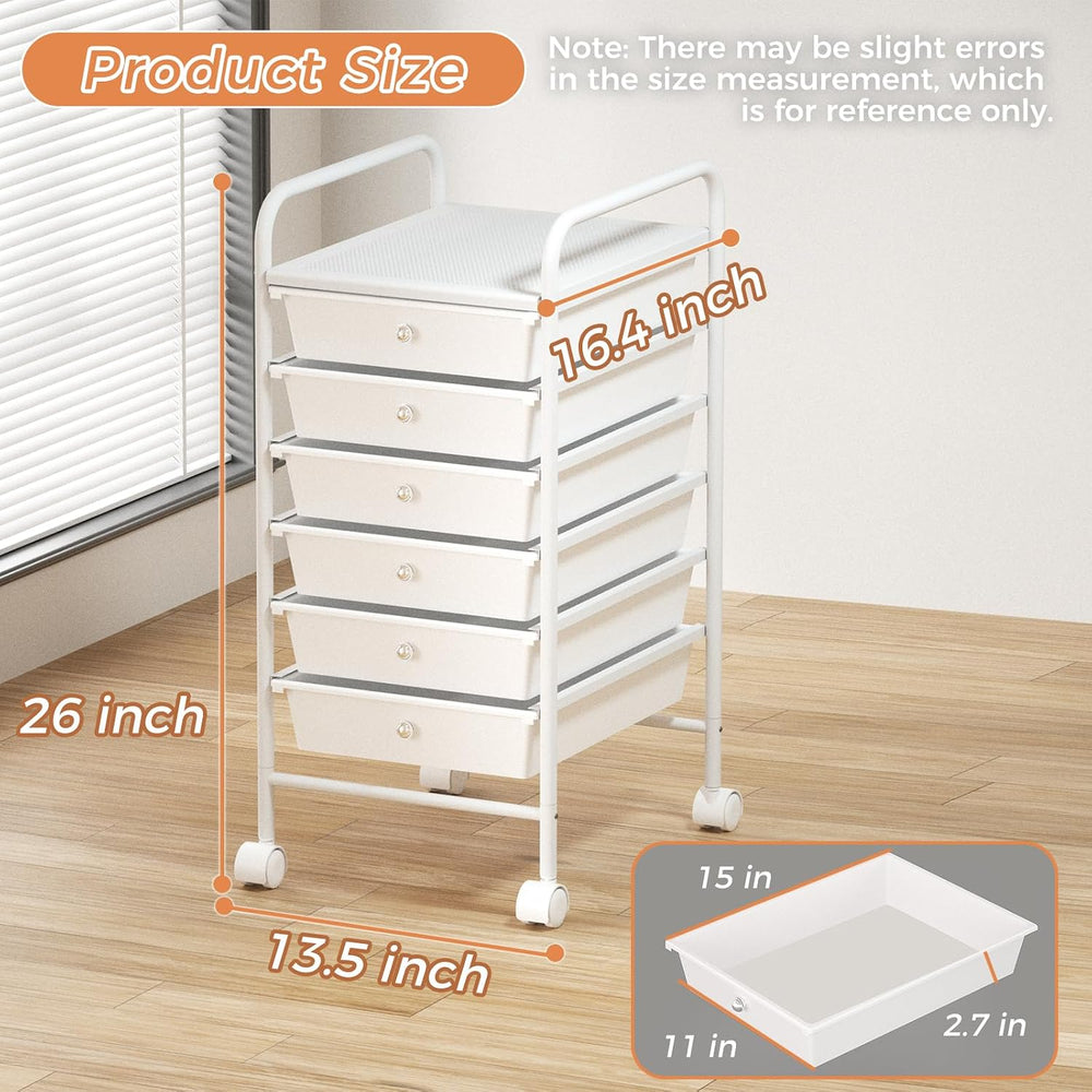 6 Tier Utility Rolling Cart with 6 Drawers Multipurpose Rolling Storage Cart ...
