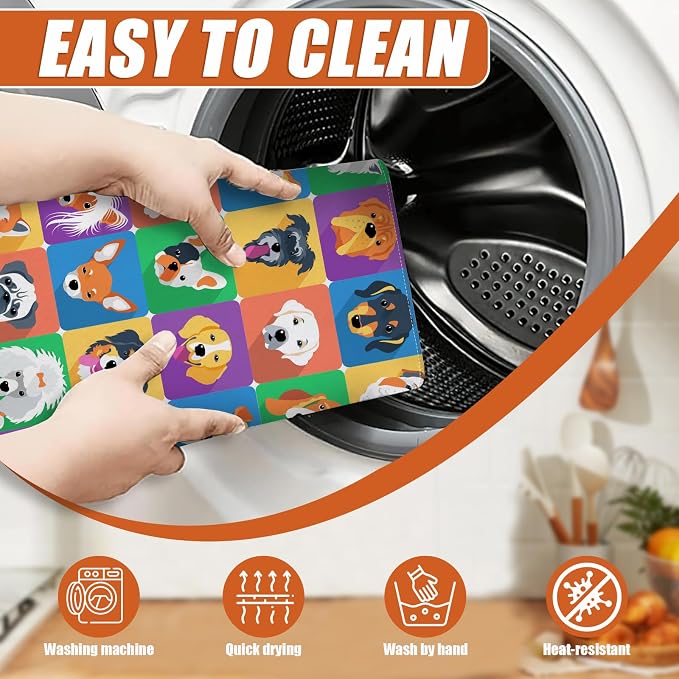 Cute Dogs Dish Drying Mat for Kitchen Counter Microfiber Absorbent Dish Kitchen - Image 4