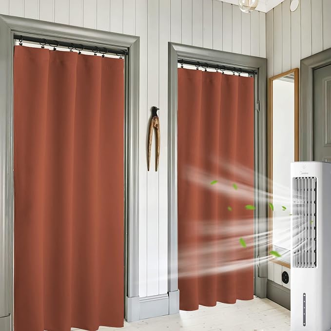 RYB HOME Orange Window Curtains 84 inches Length, Energy Efficient Rod Pocket by RYBHOME