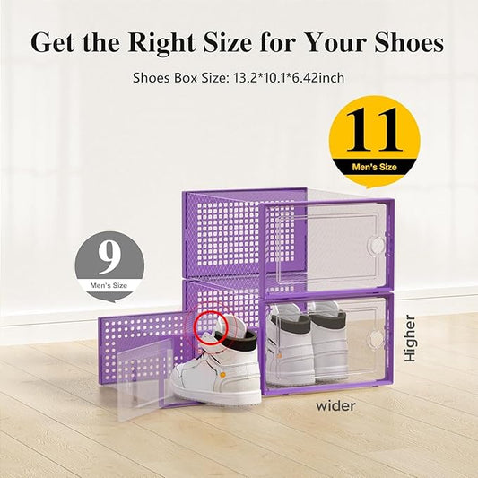 Kuject X-Large Shoe Storage Boxes Organizers Clear Plastic Stackable 12 Pack - Image 2