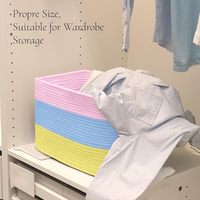 Hopegiver Woven Storage Baskets 15x11x10 Inch, 1 Pack Collapsible Cube Storage - Image 4