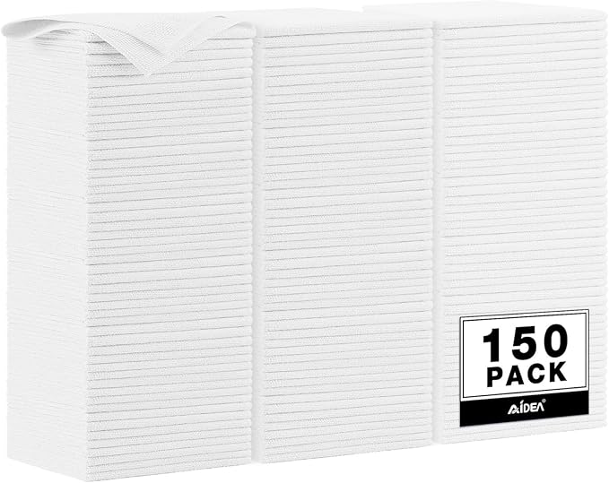 AIDEA Microfiber Cleaning Cloth White 150PK, Microfiber Towels by AIDEAHOME