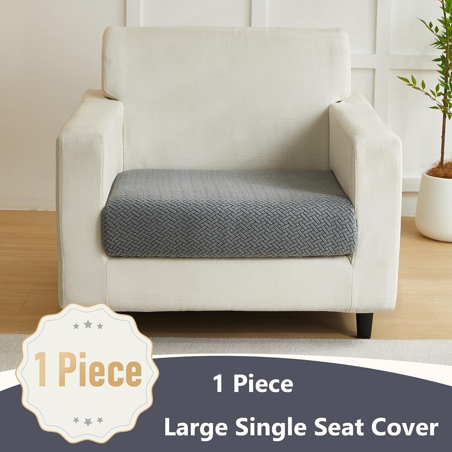 Yoovat Couch Cushion Covers for Sofa Couch Covers Wear-Resistant Universal Sofa Cover Washable Stretch for Sectional Slipcovers (Texture-Gray,Large Single Seat Cover)