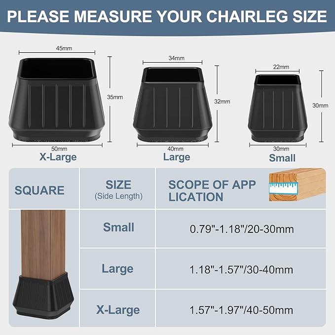 24PCS Square Chair Leg Floor Protectors - Image 3