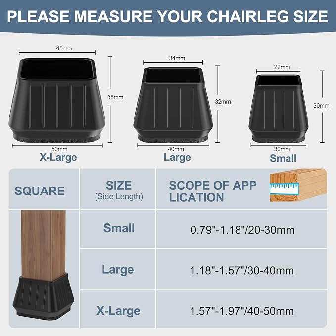 24PCS Square Chair Leg Floor Protectors - Image 3