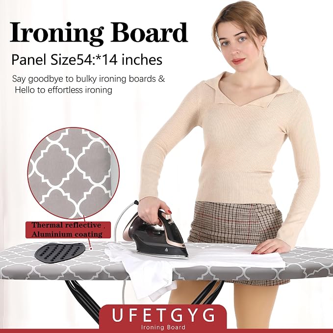 Ironing Board with Silicone Iron Rest pad, Extra Thick Cover, 14x54 Compact and - Image 6
