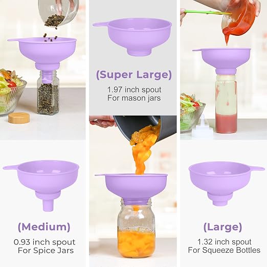Wide Mouth Kitchen Funnel, Food Grade Plastic Cooking Canning Funnel - Image 2
