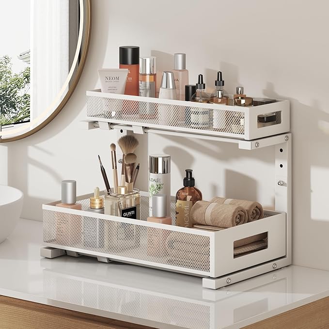 2 Pack 17IN Depth Under Sink Storage Organizer, Large 2-Tier Elegant Mesh Pull - Image 7