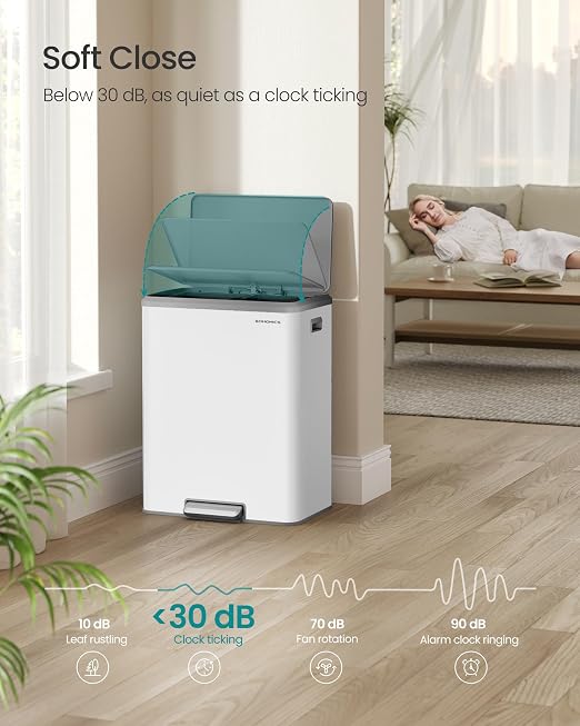 SONGMICS Trash Can, 2 x 8 Gallon Double Garabge Can - Image 3