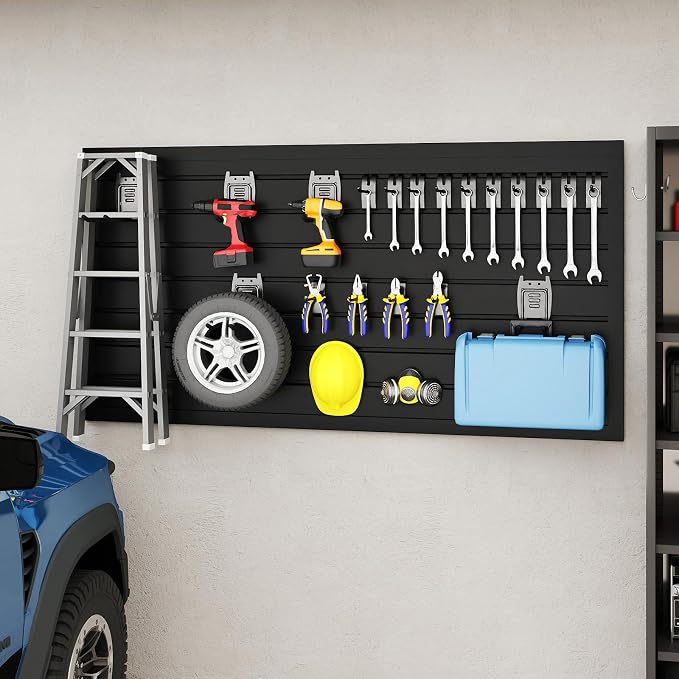 DoCred Slatwall Paneling Organizer, 4x2 FT PVC Garage Slat Wall Storage Systems - Image 7
