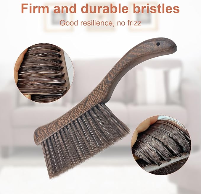 Hand Broom Brush, Wooden Handle Soft Bristle Cleaning Dust Brush, Bench Brushes - Image 5