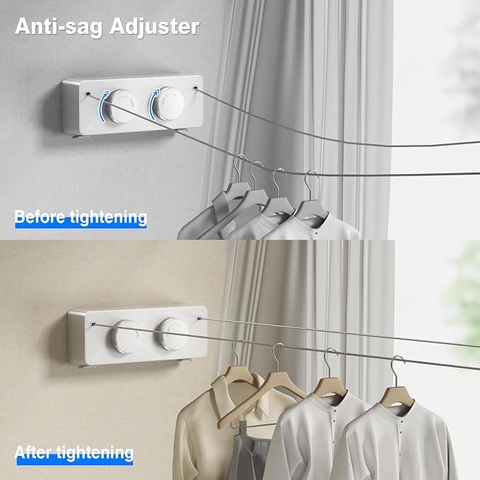 Retractable Twin Clothesline Indoor, Non-Sagging Outdoor Clothes Line - Image 3