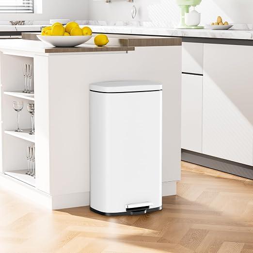 Arlopu13.2 Gallon Step Trash Can, Stainless Steel Garbage Bin, Soft-Close - Image 3