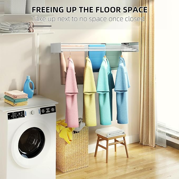Laundry Drying Rack, Collapsible Wall Mounted Clothes Drying Rack - Image 6