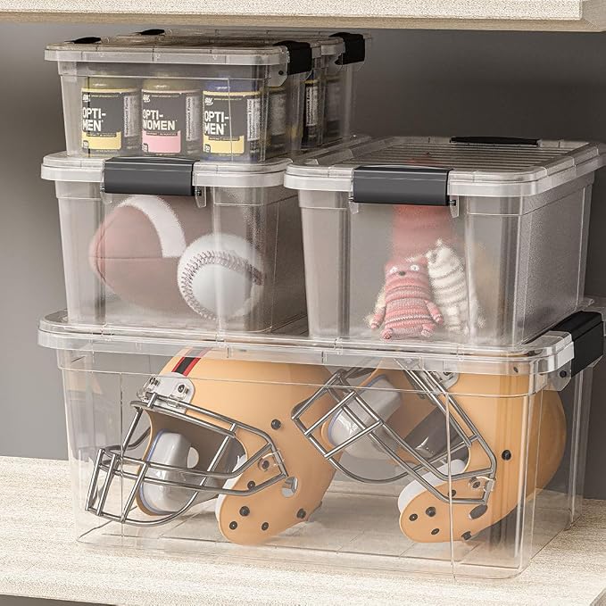 Superio Storage Bins with Lids- 4 Pack, 21 Qt Clear Boxes - Image 7