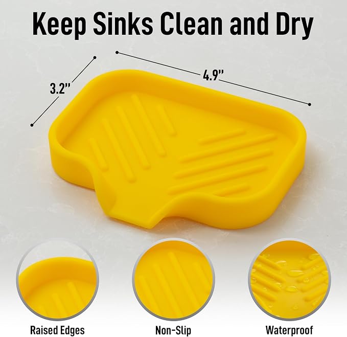 Zulay Kitchen Small Silicone Sponge Holder – Space-Saving Sink Organizer Tray - Image 4