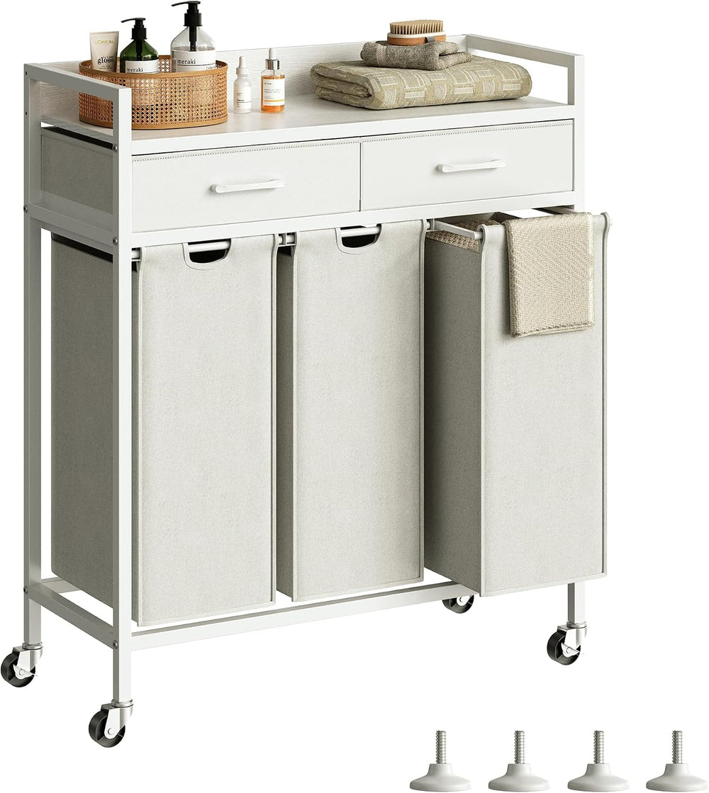 Herture Laundry Sorter 3 Section Laundry Hamper with Shelf, Durable 3 Section...