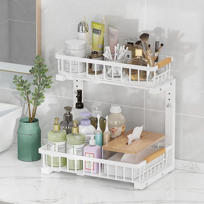 2-Tier Slide Out Under Sink Organizer – 2-Tier Pull-Out Storage Rack, Bathroom - Image 5