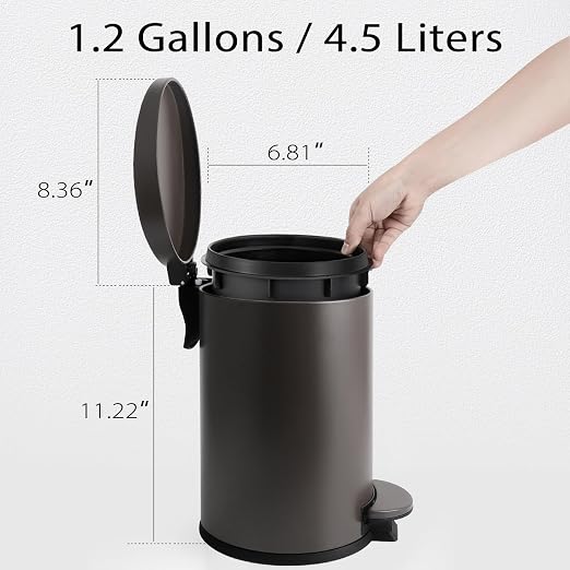 TIPGO Small Trash Can with Lid Soft Close, 4.5 Liters / 1.2 Gallon Bathroom - Image 5