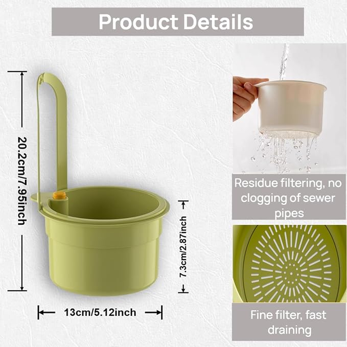 Faucet Hanging Strainer Kitchen Sink Food Waste Catcher Drain Basket, Plastic - Image 5