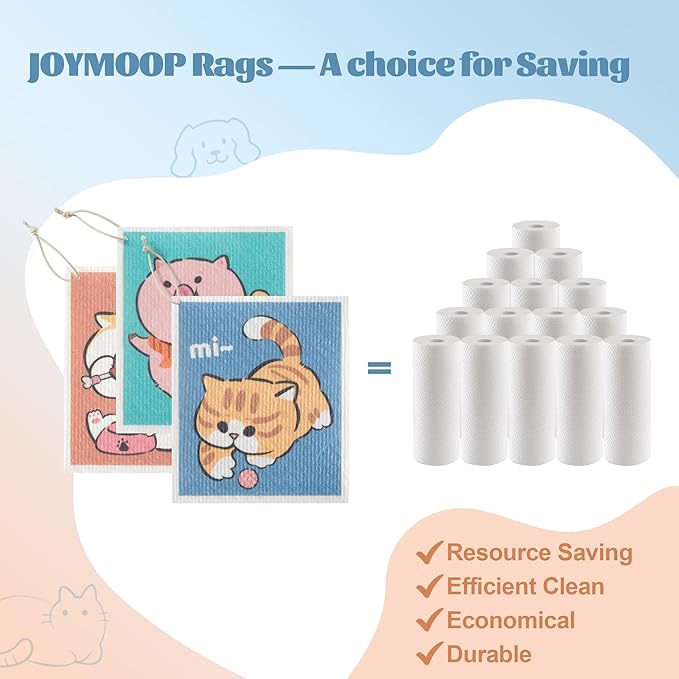 JOYMOOP Cartoon Cellulose Cleaning Cloth, Reusable Absorbent Dish Towels - Image 9