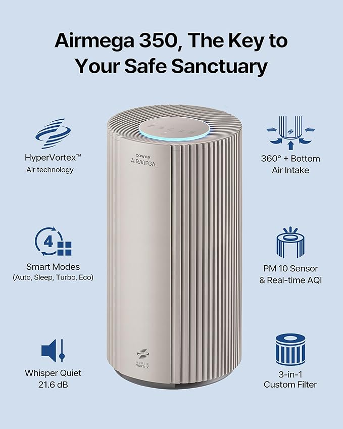 COWAY Air Purifiers for Large Room Whole Home Up to 2, True HEPA Filter for - Image 2