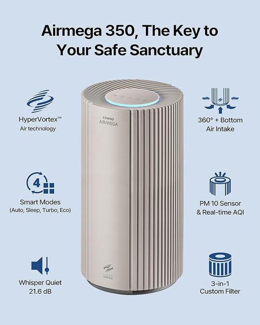 COWAY Air Purifiers for Large Room Whole Home Up to 2, True HEPA Filter for - Image 2