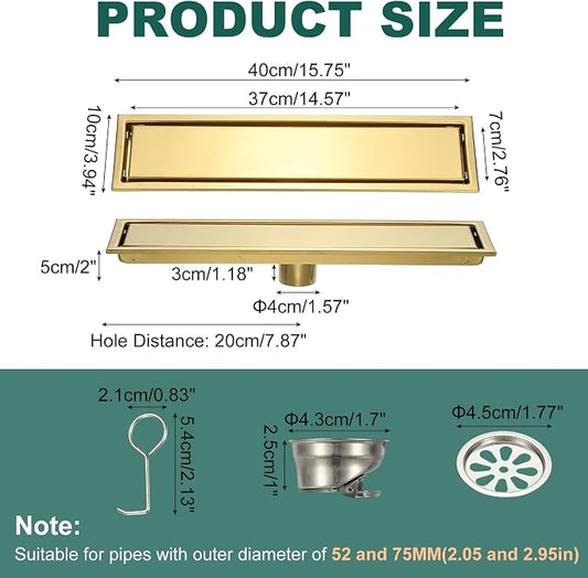 uxcell Rectangular Shower Drain, Brushed 304 Stainless Steel Odor-Proof Floor - Image 2
