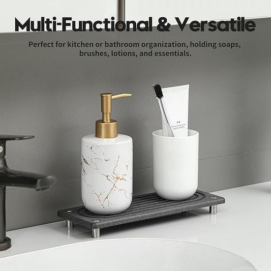 Water Absorbing Stone Sink Caddy Kitchen Sink Organizer Tray, Diatomite - Image 2