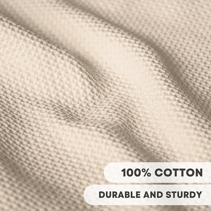 Artoid Mode 100% Cotton Beige Waffle Weave Kitchen Dish Cloths, 13x28 Inch - Image 2