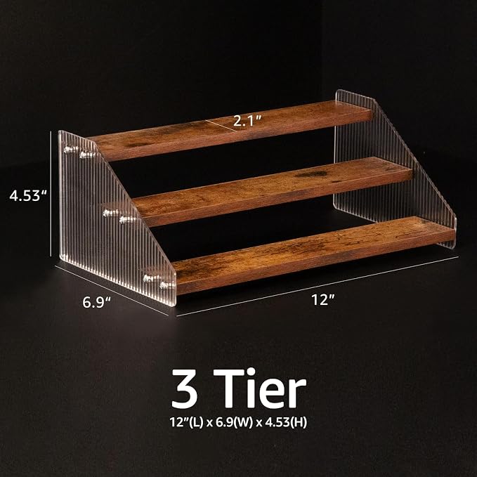 nianfeng Tiered Spice Rack, 3-Tier Spice Pantry Kitchen Cabinet Organizer - Image 2