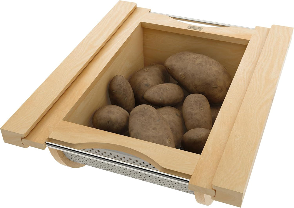 REV-A-SHELF Natural Maple/Stainless-Steel Produce Basket for 18” Base Cabinets