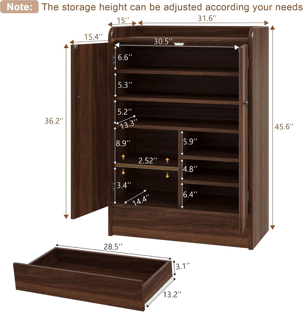iPormis 6-Tier Shoe Cabinet with Drawer Set of 2, 47” Tall Large Shoe Storage...