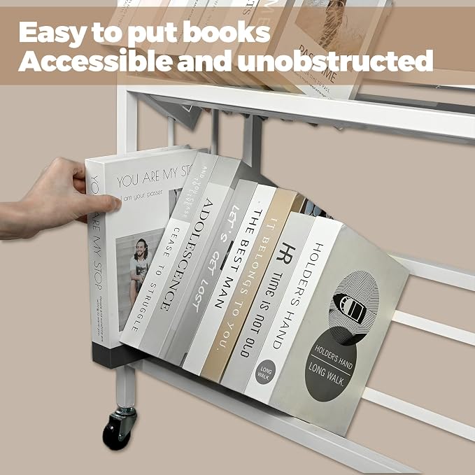 Book Carts 4 Tier 46.5x35.4x9.84 in Rolling Book Cart Large Capacity Bookshelf - Image 4
