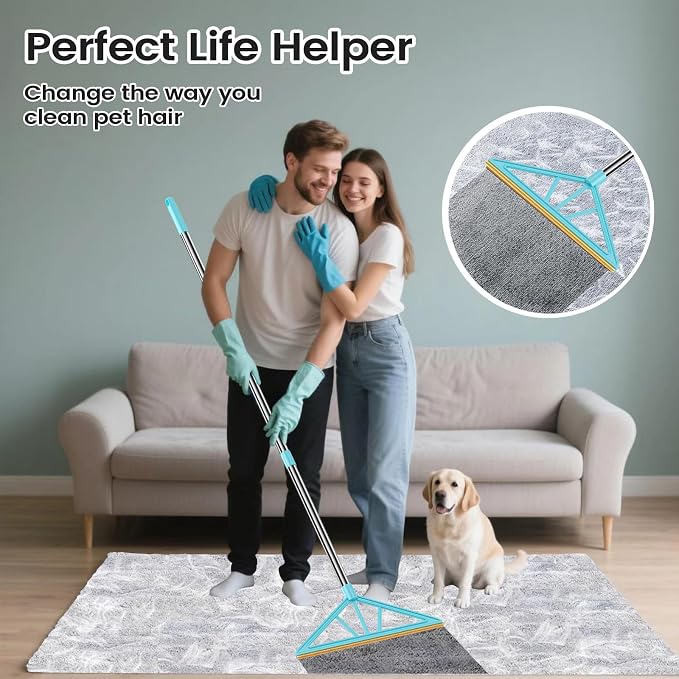 Carpet Rake for Pet Hair Removal, Reusable Pet Hair Remover, 55”Adjustable Long - Image 7