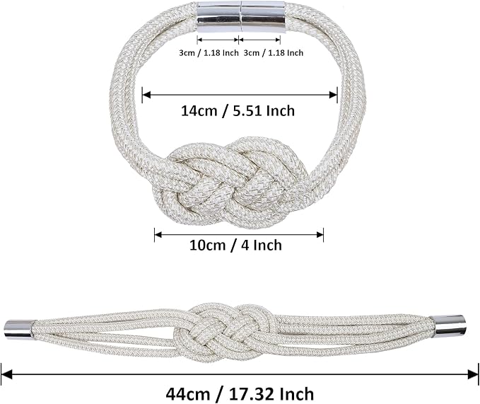 2 Pack Magnetic Curtain Tiebacks, Hand Weave Rope Knot Decorative Curtain - Image 2