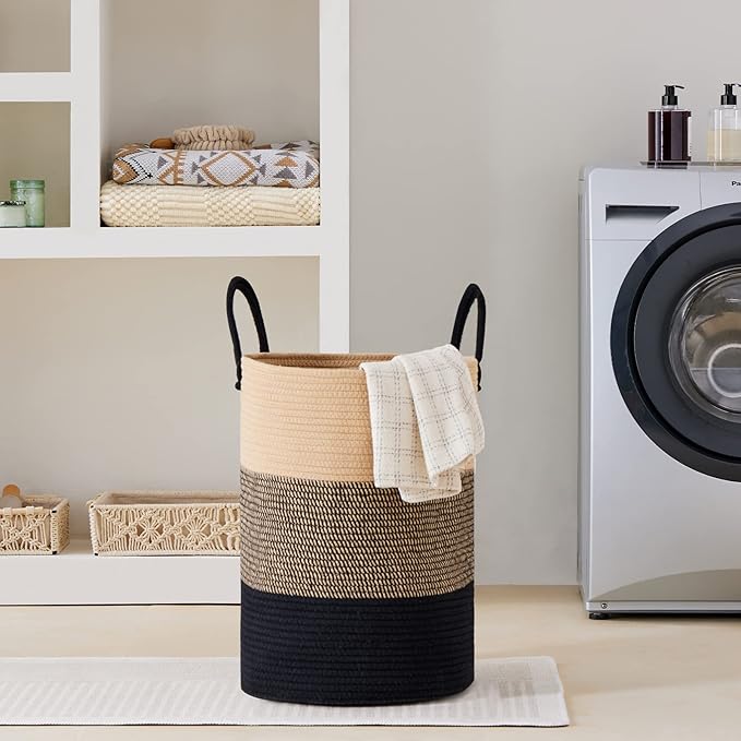 VIPOSCO Large Laundry Hamper, Tall Woven Rope Storage Basket - Image 7