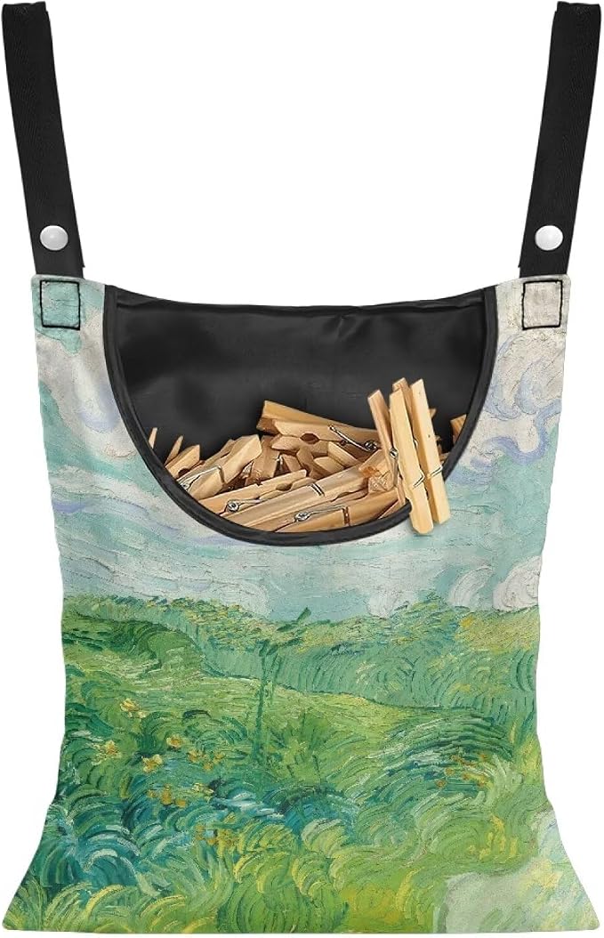 Green Wheat Field Print Windproof Clothespin Holder Bag by ZCFYGDX