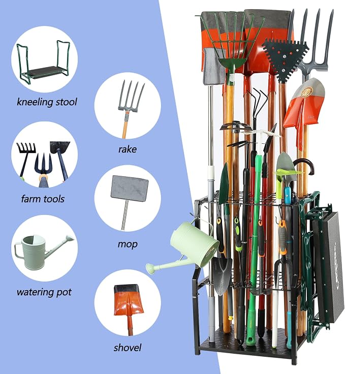 Garden Tool Organizer, Yard Tool Rack Heavy Duty, Free Standing - Image 3