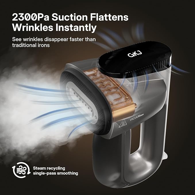 GKJ Steamer for Clothes, Handheld Vacuum Steamer 2300 Pa Suction, Portable - Image 3
