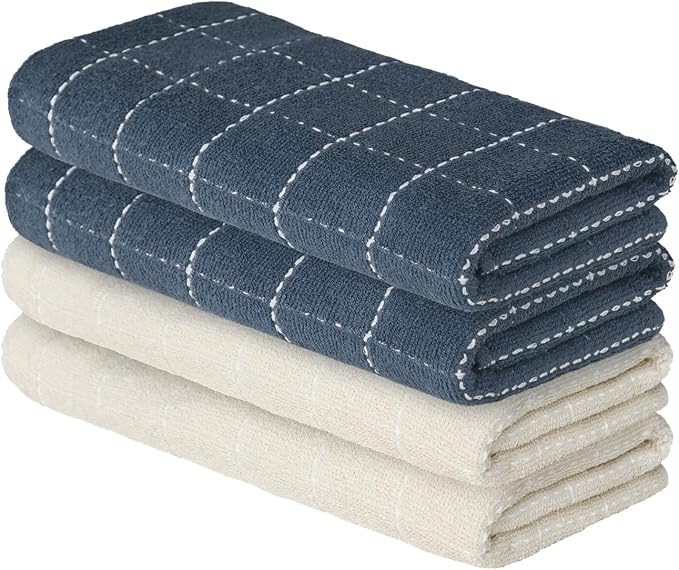 Artoid Mode Checkered Designed Cotton Beige Grey Terry Kitchen Dish Towels by ArtoidMode