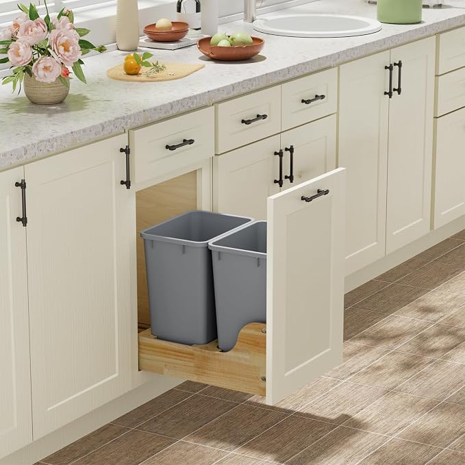 ROOMTEC 35QT Kitchen Trash Can, Lightweight and Sturdy Slim Trash Can, - Image 6