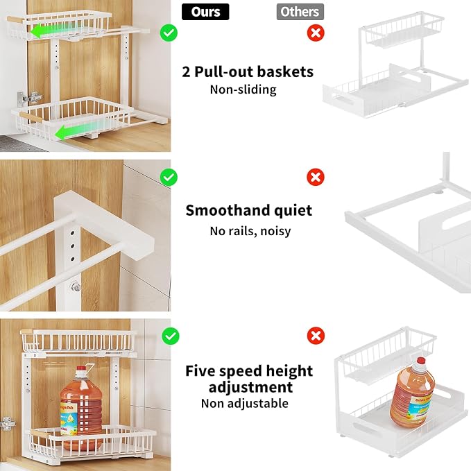 Under Sink Organizer, 2 Tier Slide Out Under Sink Organizers and Storage - Image 4