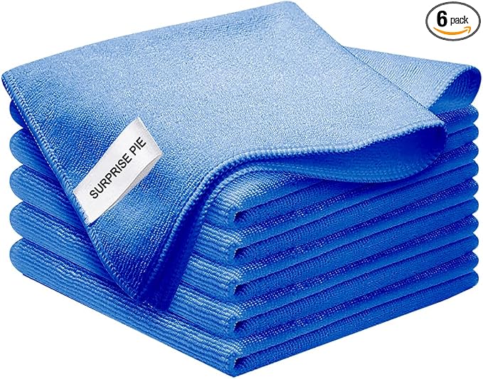 Microfiber Cloth 6Pack Cleaning Rags Absorbant Lint Free Cloth by SURPRISEPIE