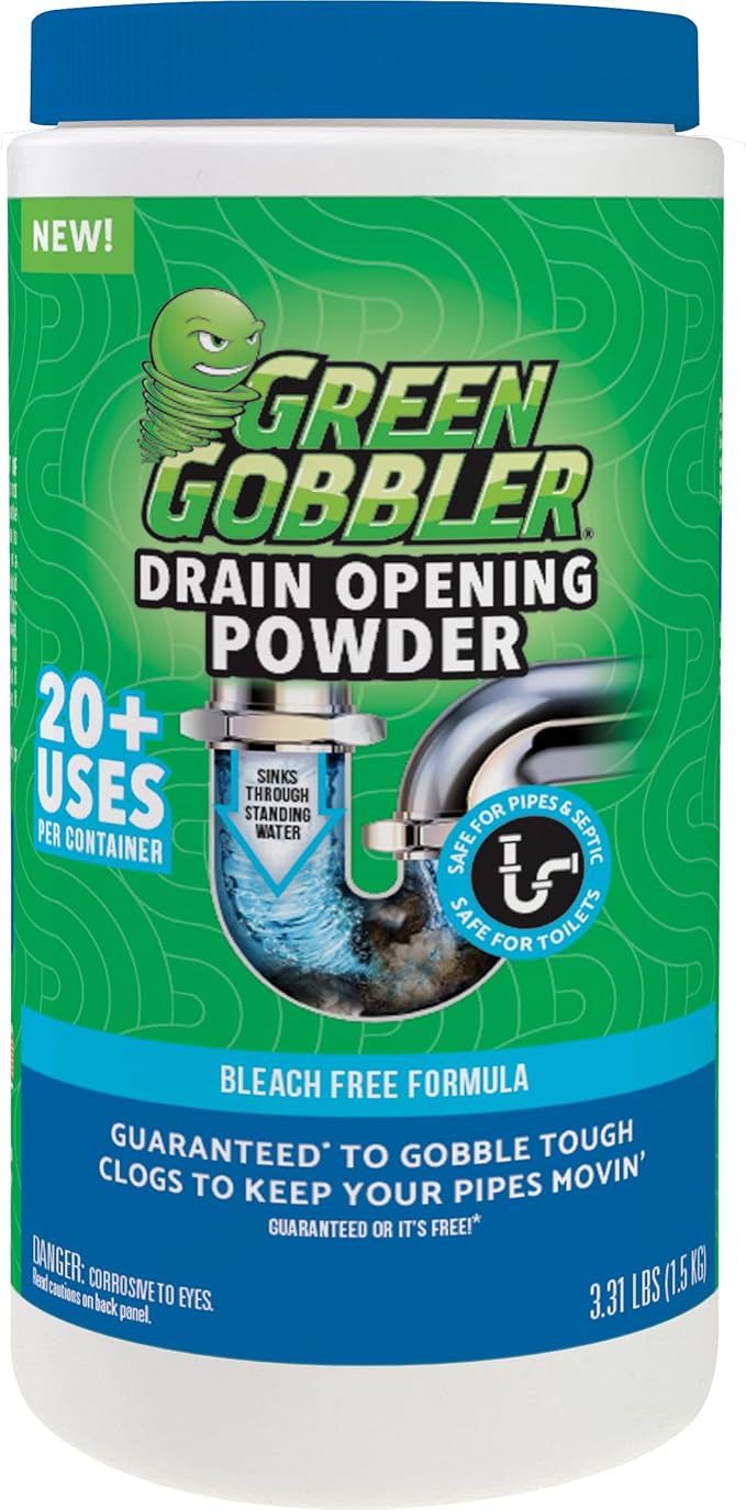 Green Gobbler Drain Clog Remover & Drain Cleaner Powder, 20+ Treatments by GreenGobbler