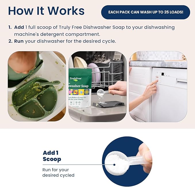 Truly Free Dishwasher Detergent Powder | Natural Dish Detergent, Dishwasher - Image 4