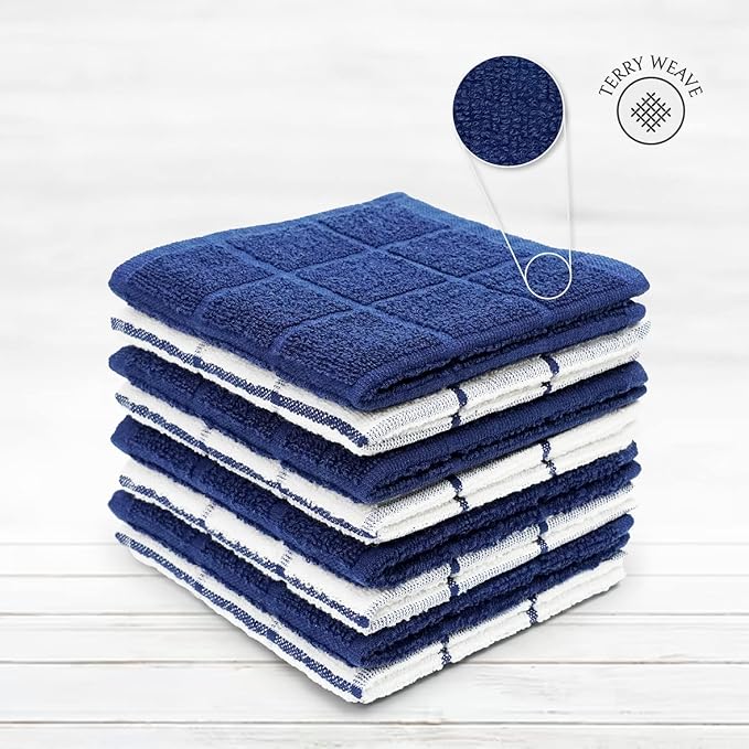 100% Cotton Terry Dish Cloth & Dish Towel, 6 Pack, Super Soft and Absorbent - Image 3